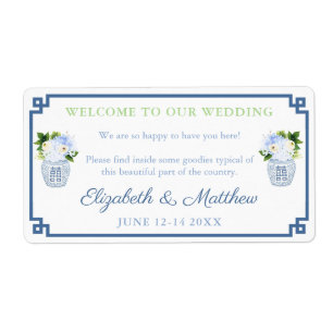 Étiquette Chinoiserie Chic Bienvenue À Notre Rectangle Maria