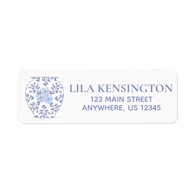 Étiquette Chinoiserie Ginger Jar Vase Retourner Adresse Étiq (Devant)