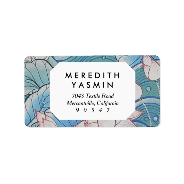 Étiquette Chinoiserie Pastel Oriental Rose & Bleu Floral (Devant)