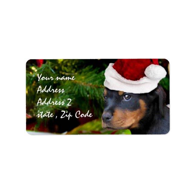 Étiquette Chiot de Noël Rottweiler (Devant)