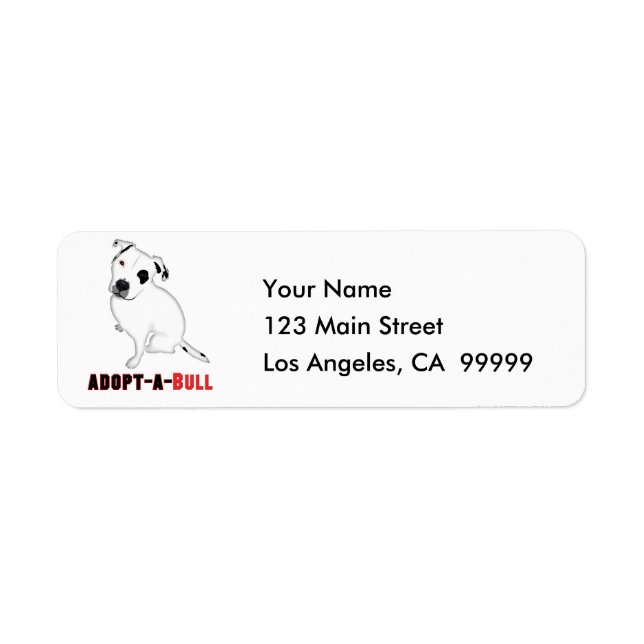 Étiquette Chiot Pitbull blanc ADOPT-A-BULL (Devant)