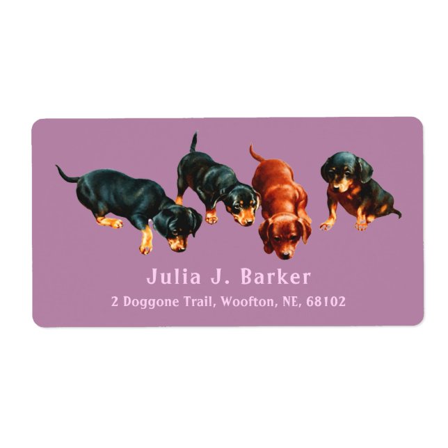 Étiquette Chiots Teckel Saucisson Viennois Rose Mauve (Devant)
