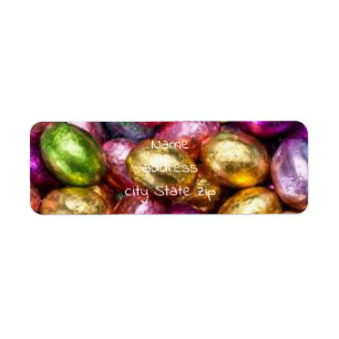 Étiquette chocolat aux feuilles colorées OEufs de Pâques