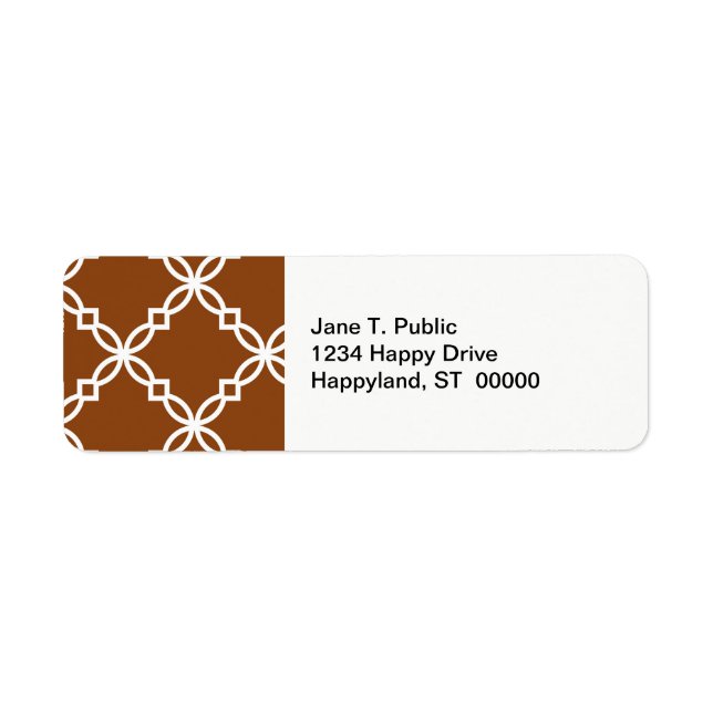 Étiquette Chocolat Brown What Large Fancy Motif Quatrefoil (Devant)