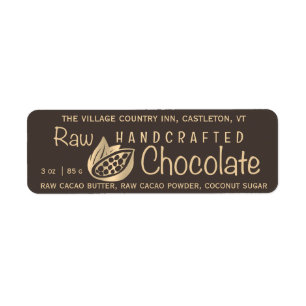 Étiquette Chocolat brut artisanal Gold Cacao Bean sur Brown