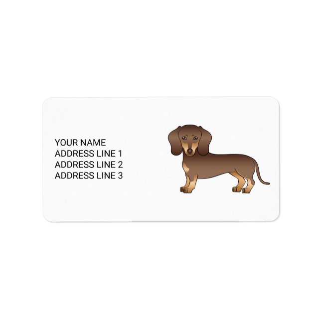Étiquette Chocolat Et Brun Clair Dachshund À Poils Courts &  (Devant)