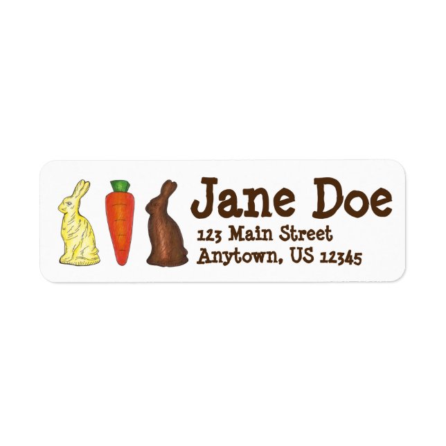 Étiquette Chocolat Lapin Lapin Carotte Pâques Bonbons (Devant)