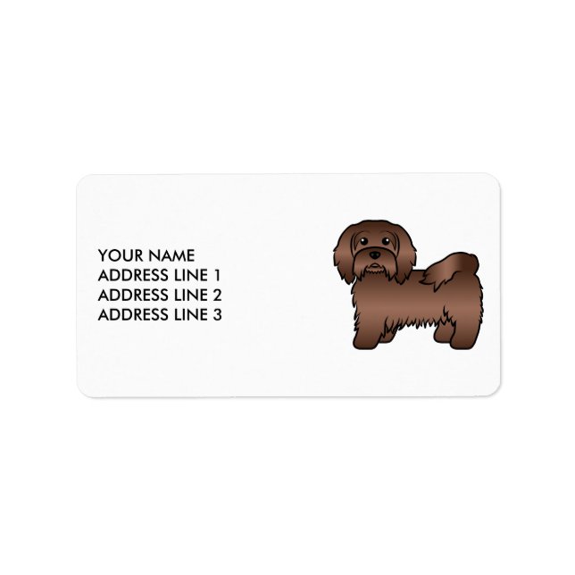 Étiquette Chocolate Havanese Cute Cartoon Dog & Custom Text (Devant)
