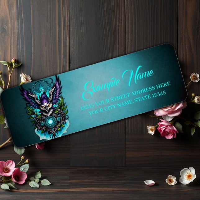 Étiquette Chouette aux éléments magiques. (Créateur téléchargé)