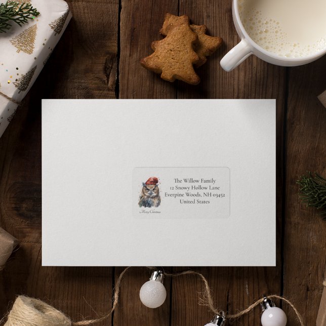 Étiquette Chouette d'hiver enchantée, personnalisée (Créateur téléchargé)