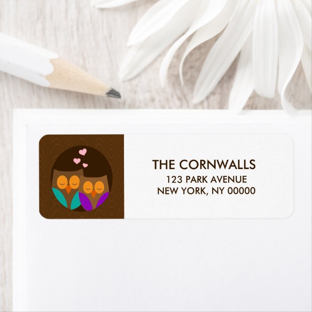 Étiquette Chouettes dans un nid (En situation)