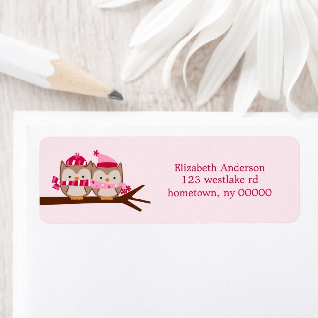 Étiquette Chouettes de la Saint-Valentin (En situation)