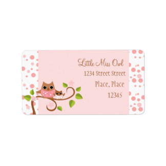 Étiquette Chouettes roses maman et bébé