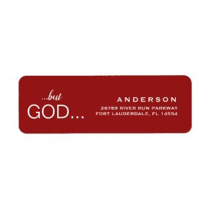 Étiquette Christian "...mais DIEU..." Adresse rouge Noël