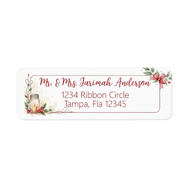 Étiquette Christmas Address Label with Holly (Devant)