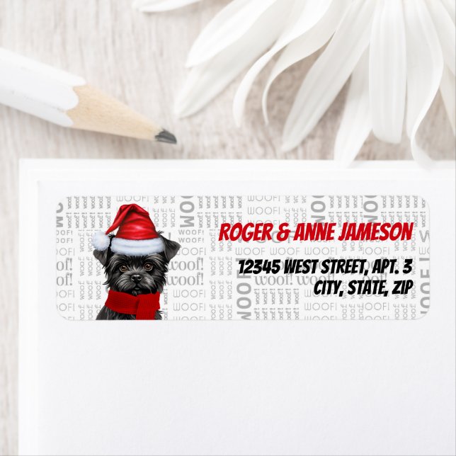 Étiquette Christmas Affenpinscher Amoureux des chiens Holida (En situation)