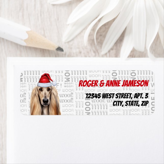 Étiquette Christmas Afghan Hound Dog Lover Holiday Address (En situation)