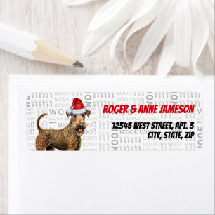 Étiquette Christmas Airedale Terrier Dog Adresse de vacances