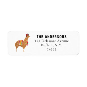 Étiquette Christmas Alpaca Cute Animal Return Adresse