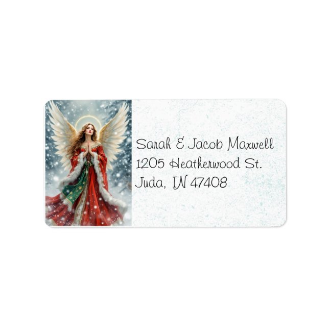 Étiquette Christmas Angel in Snow Custom Return Address (Devant)