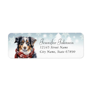 Étiquette Christmas Australian Shepard Retourner l'adresse É