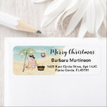 Étiquette Christmas Beach Ocean Return Adresse<br><div class="desc">Juste une charmante petite scène de Noël — cependant, sur la plage de Floride — le palmier et le flamant décoré pour la journée — personnalisez avec votre adresse, bien sûr - avec juste une touche de parties scintillant autour. Toute question ou demande de design par courriel : charmdesignstudio@rcn.com et...</div>