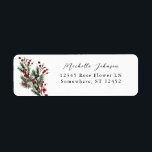 Étiquette Christmas Berries & Pine Adresse de retour<br><div class="desc">Remplissez vos invitations ou cartes de voeux avec vos étiquettes d'adresse de retour de Noël Berries & Pine. Pour utiliser le étiquette de adresse - choisissez parmi deux polices cursives, une police d'impression ou une police de nom long pour le nom. Vous pouvez utiliser une 3ème ligne pour l'adresse à...</div>