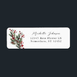 Étiquette Christmas Berries & Pine Adresse de retour<br><div class="desc">Remplissez vos invitations ou cartes de voeux avec vos étiquettes d'adresse de retour de Noël Berries & Pine. Pour utiliser le étiquette de adresse - choisissez parmi deux polices cursives, une police d'impression ou une police de nom long pour le nom. Vous pouvez utiliser une 3ème ligne pour l'adresse à...</div>