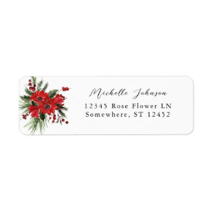 Étiquette Christmas Berries&Pine Red Floral Retour Adresse 2