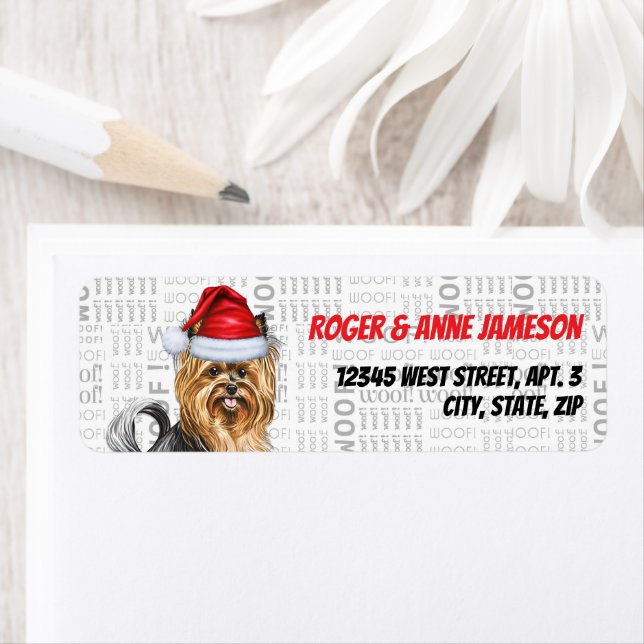 Étiquette Christmas Biewer Terrier Dog Adresse de vacances (En situation)