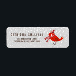 Étiquette Christmas Bird Floral Holiday Adresse de retour La<br><div class="desc">Étiquette de vacances personnalisable avec une scène de neige fantaisiste. D'autres couleurs sont disponibles.</div>