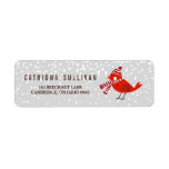 Étiquette Christmas Bird Floral Holiday Adresse de retour La<br><div class="desc">Étiquette de vacances personnalisable avec une scène de neige fantaisiste. D'autres couleurs sont disponibles.</div>