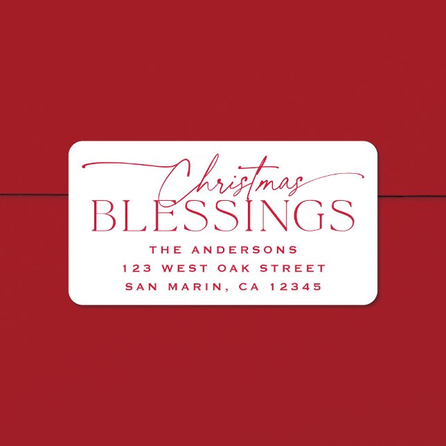 Étiquette Christmas Blessings Elegant Holiday Return Address (Créateur téléchargé)