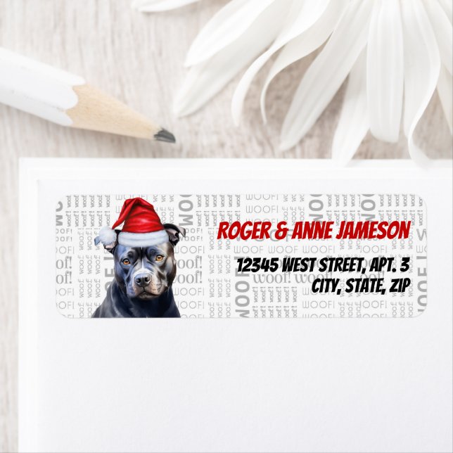 Étiquette Christmas Bluenose Pitbull Adresse de retour (En situation)