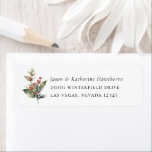 Étiquette Christmas Boughs Holiday Adresse de retour<br><div class="desc">Rustic Watercolor Christmas Greenery et Berry Boughs,  étiquettes d'adresse de retour. Arrière - plan de couleur blanche et coordination du texte de couleur noire.</div>