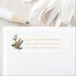 Étiquette Christmas Boughs Holiday Adresse de retour<br><div class="desc">Rustic Watercolor Christmas Greenery et Berry Boughs,  étiquettes d'adresse de retour. Arrière - plan couleur blanche et coordination du texte couleur or.</div>