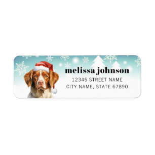 Étiquette Christmas Brittany Spaniel Retourner Adresse Étiqu