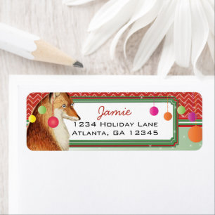 Étiquette Christmas Buck Deer Zig Zag Motif Retour Adresse
