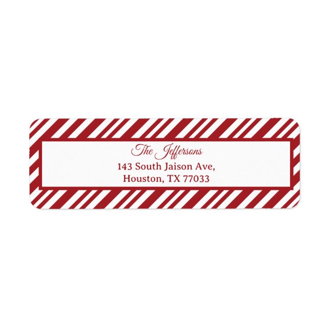 Étiquette Christmas Candy Cane Stripes Return Address Label (Devant)