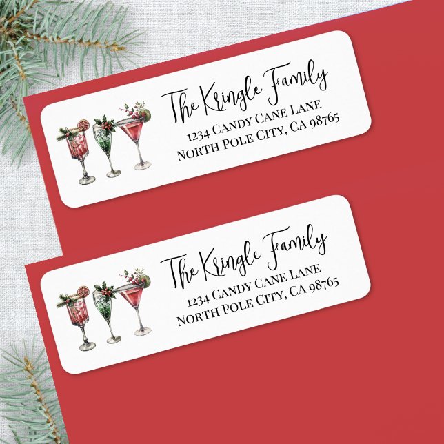 Étiquette Christmas Cocktails Return Address (Christmas Cocktails Return Address label)