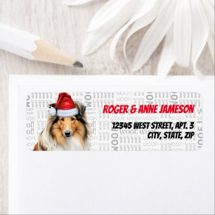 Étiquette Christmas Collie Amoureux des chiens Holiday Adres
