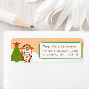 Étiquette Christmas Cow Dairy Farm Adresse de retour