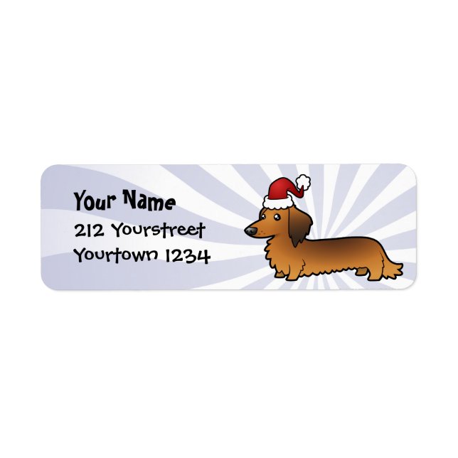 Étiquette Christmas Dachshund (longhair) (Devant)
