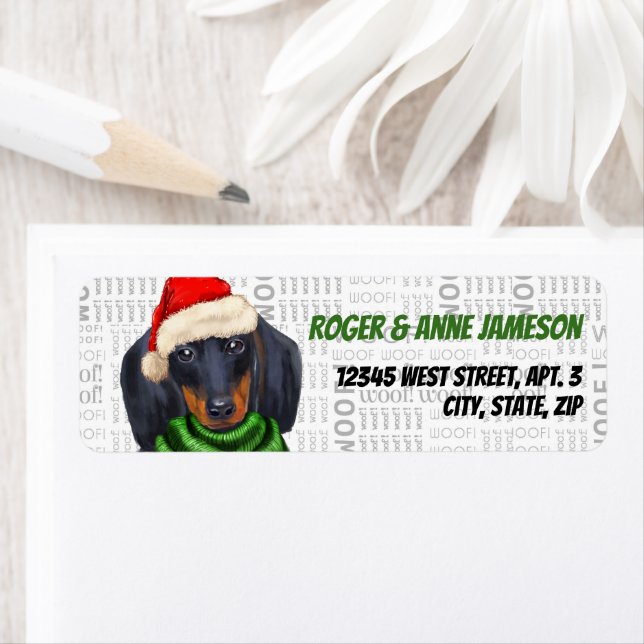 Étiquette Christmas Dachshund Lover Adresse (En situation)