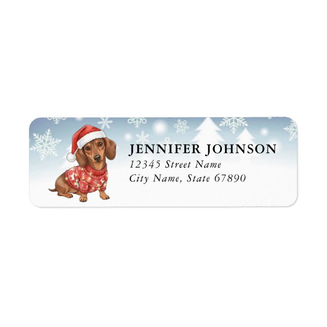 Étiquette Christmas Dachshund Return Address Labels (Devant)