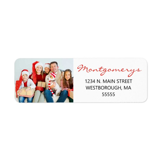 Étiquette Christmas Family Photo Script Retourner Adresse (Devant)