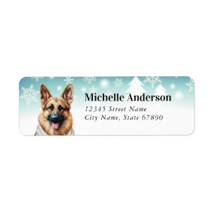 Étiquette Christmas German Shepherd Retourner l'adresse Étiq