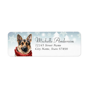 Étiquette Christmas German Shepherd Retourner l'adresse Étiq