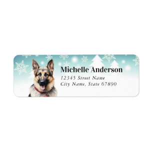 Étiquette Christmas German Shepherd Retourner l'adresse Étiq