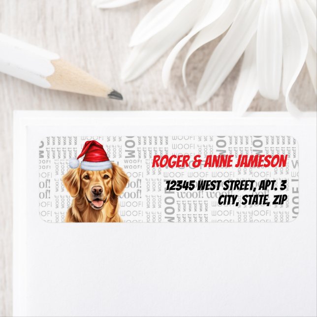 Étiquette Christmas Golden Retriever Lover Adresse de vacanc (En situation)